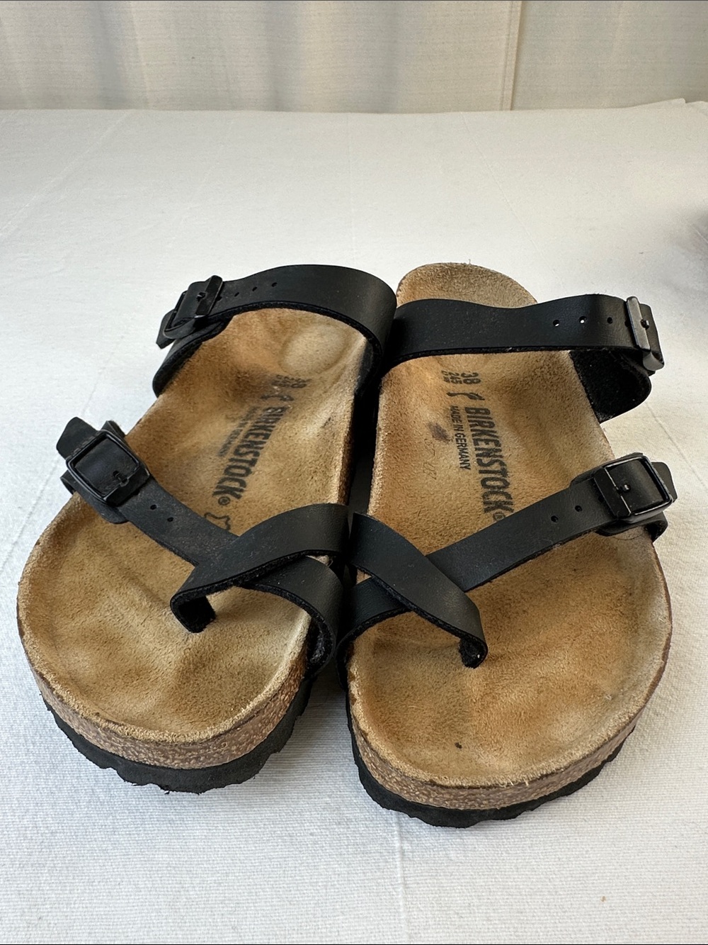 Birkenstock Black Two-Strap Cork Footbed Sandals